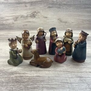 TII Collections Nativity Scene Wooden Figurines 8 Piece Christmas Christianity